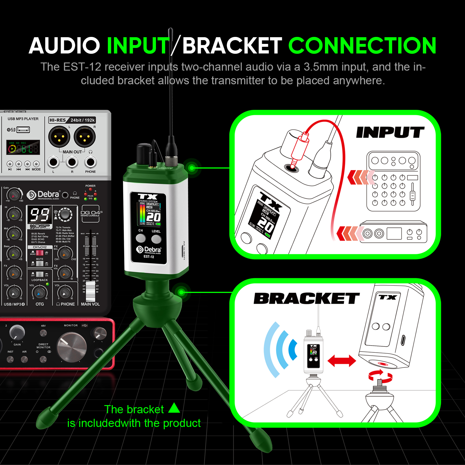 EST-12 Stereo Portable Wireless In-Ear Monitor System