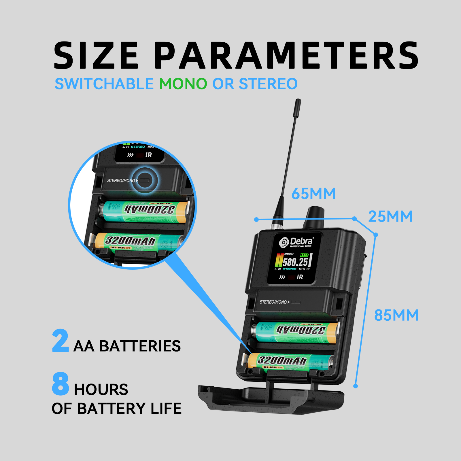 Debra Audio RC-V1 Wireless Receiver for Wireless In-Ear Monitor Systems (ST-102/202 M-PROI)