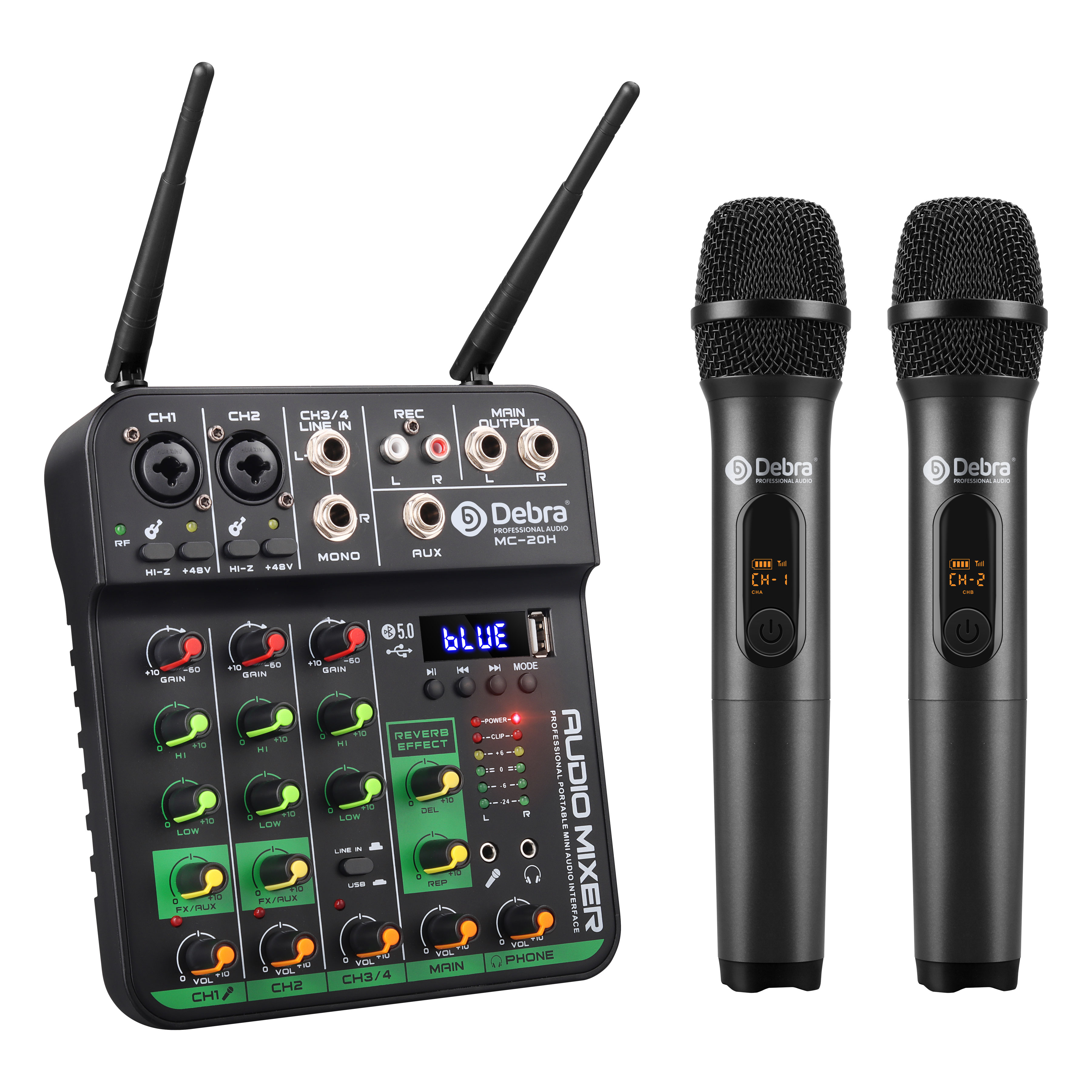 MC-20H UHF Wireless Microphone and Audio Mixer Package