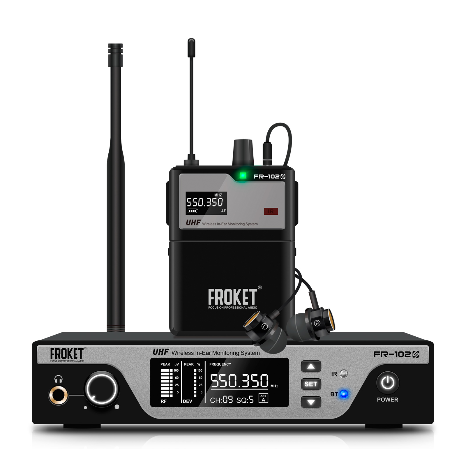 FR-102 Professional UHF wireless in-ear monitoring system