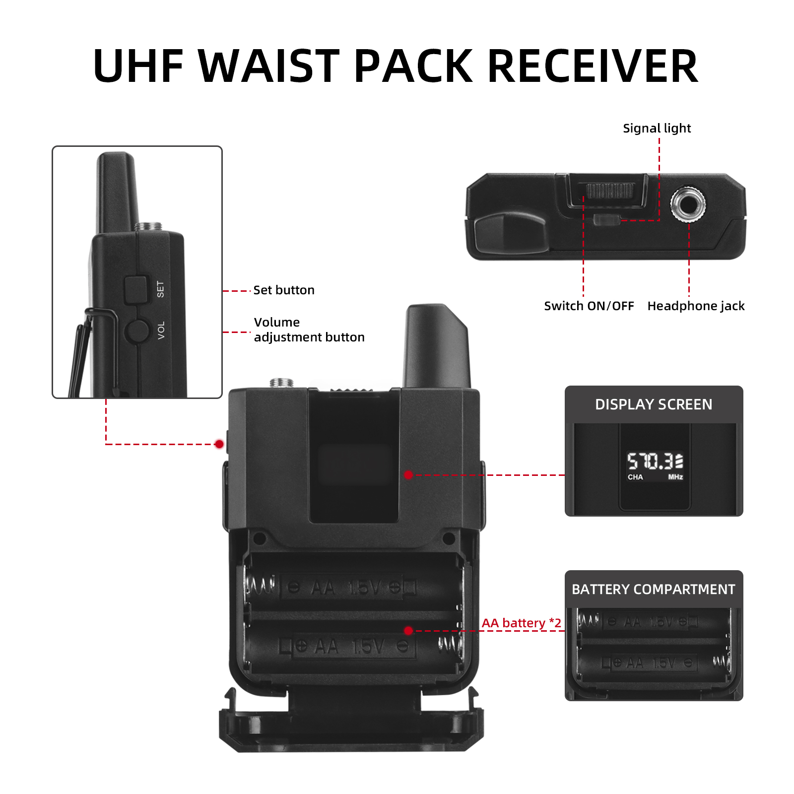 Debra Audio UM-302 UHF 4-Channel Wireless Microphone System - Handheld Microphone/Bodypack (Headset/Clip Microphone)
