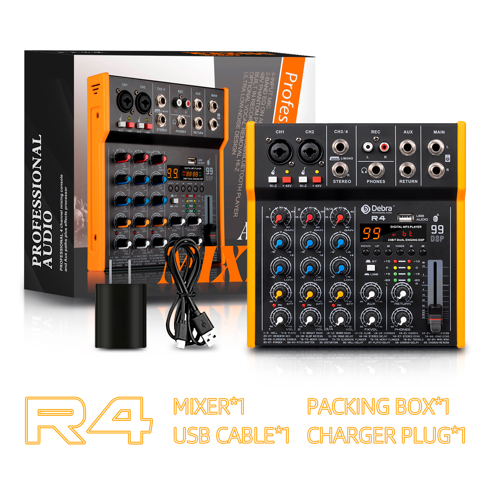 R4/R6 4/6 channel audio mixer with 99DSP