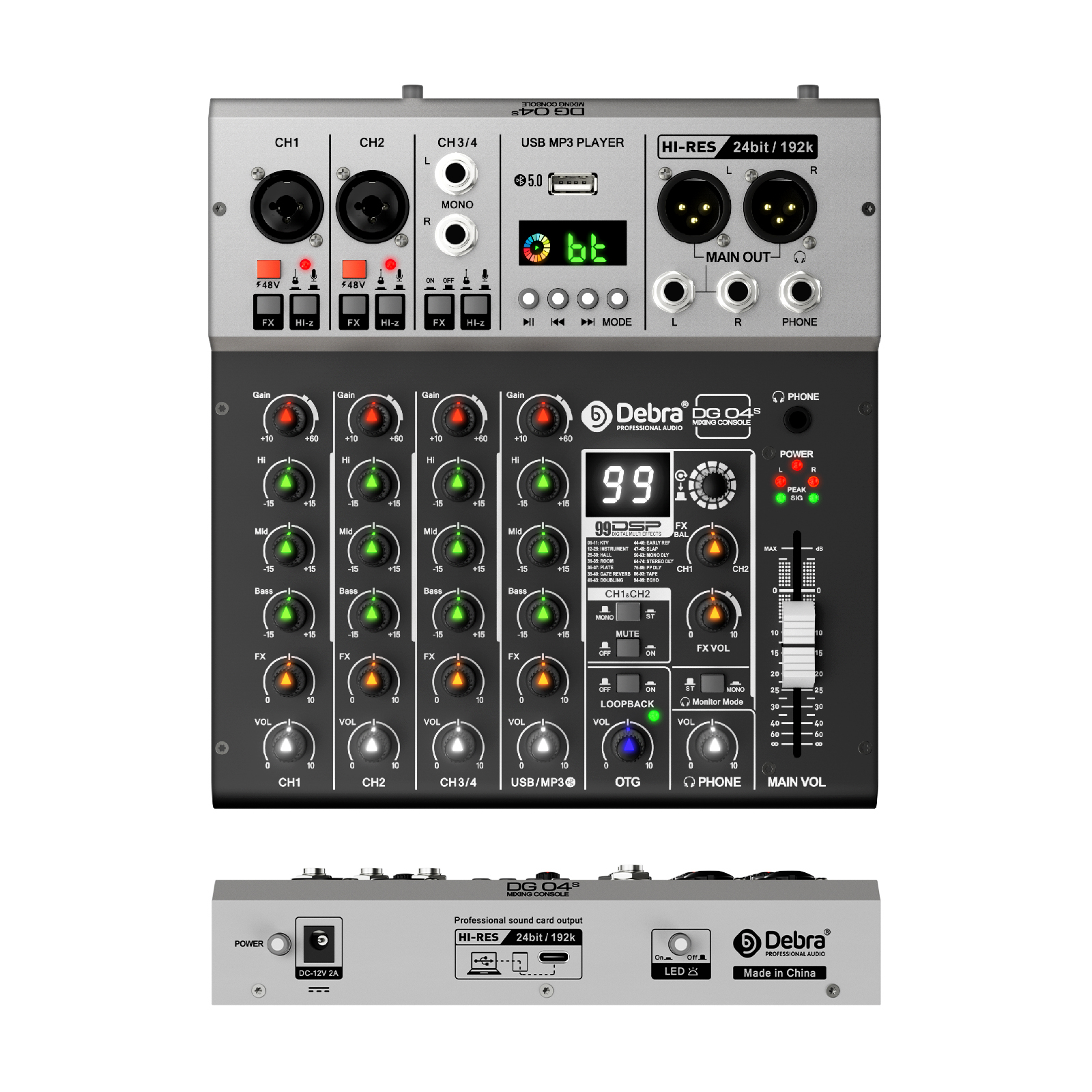 Debra Audio DG04S Professional Audio Mixer Interface Sound Card