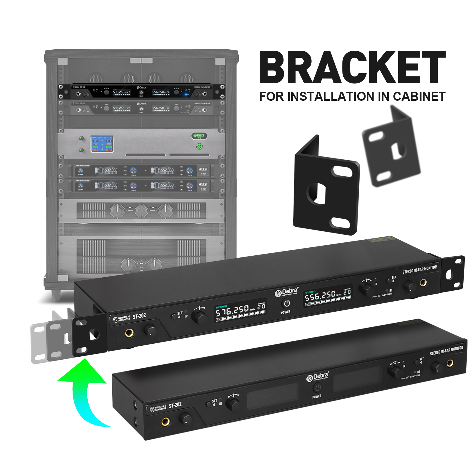 ST-202 Stereo Professional Wireless In-Ear Monitor System (Stage) Dual Channel Transmitter