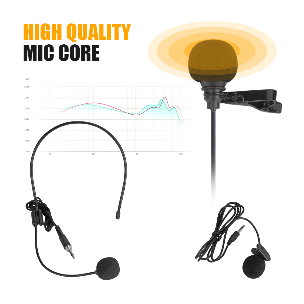 D-220 UHF Wireless Microphone（2Headset 2Lavalier Mic）