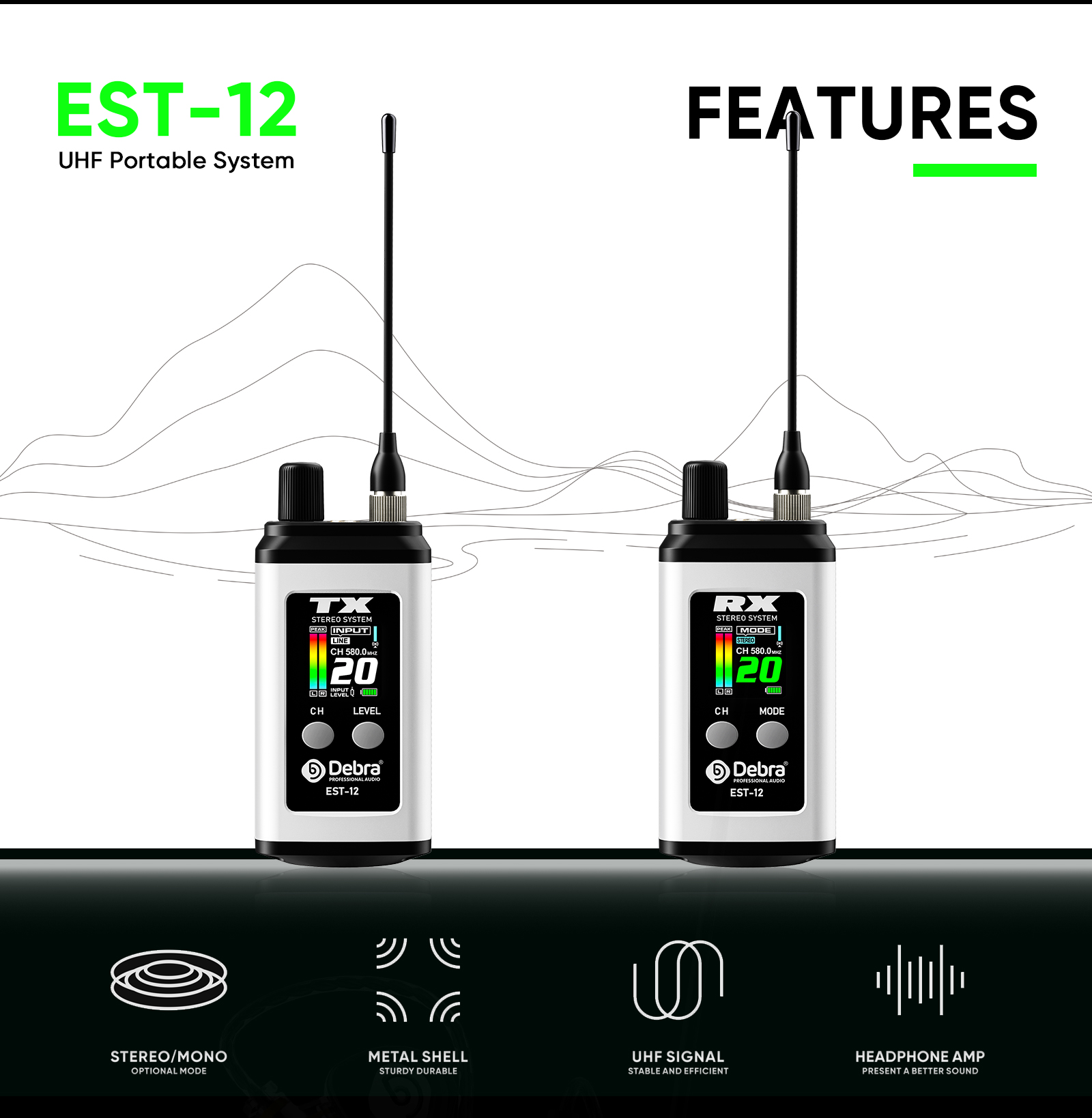 EST-12 Stereo Portable Wireless In-Ear Monitor System