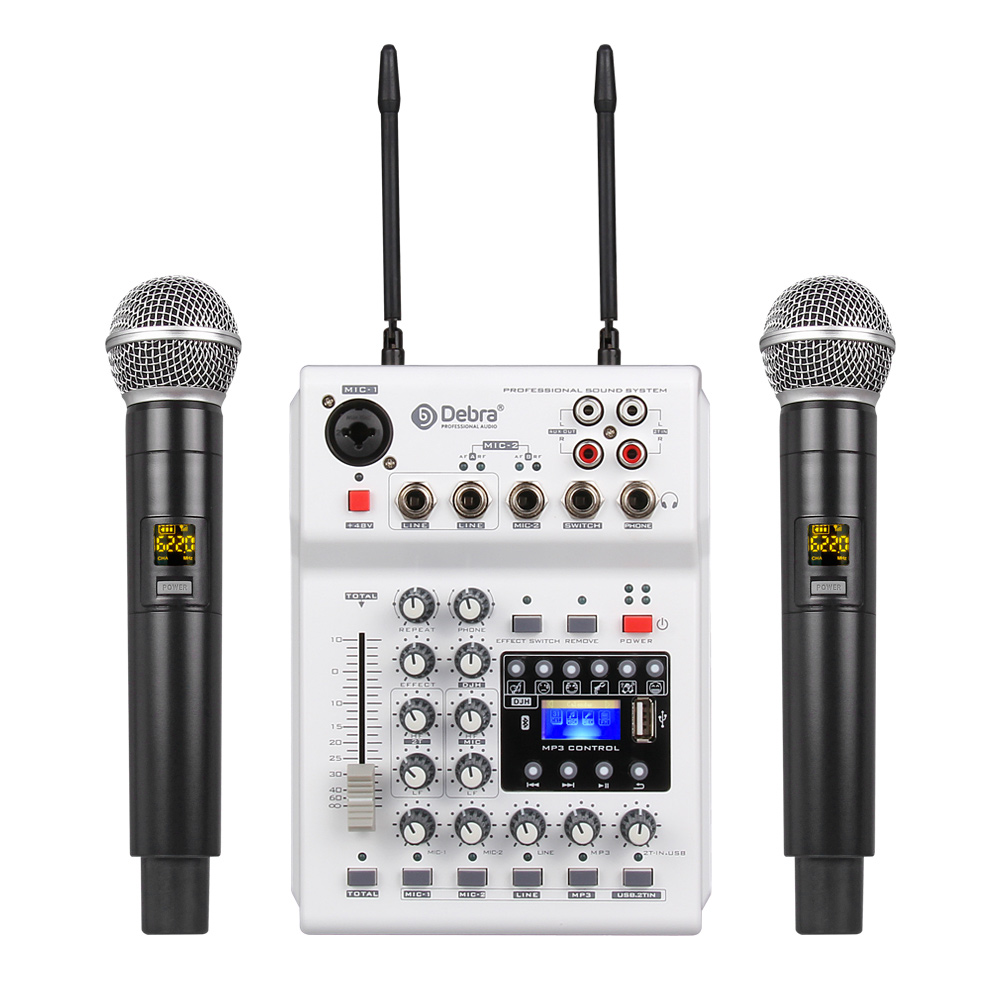 MM-02 UHF Wireless Microphone and Audio Mixer Sound Card Set