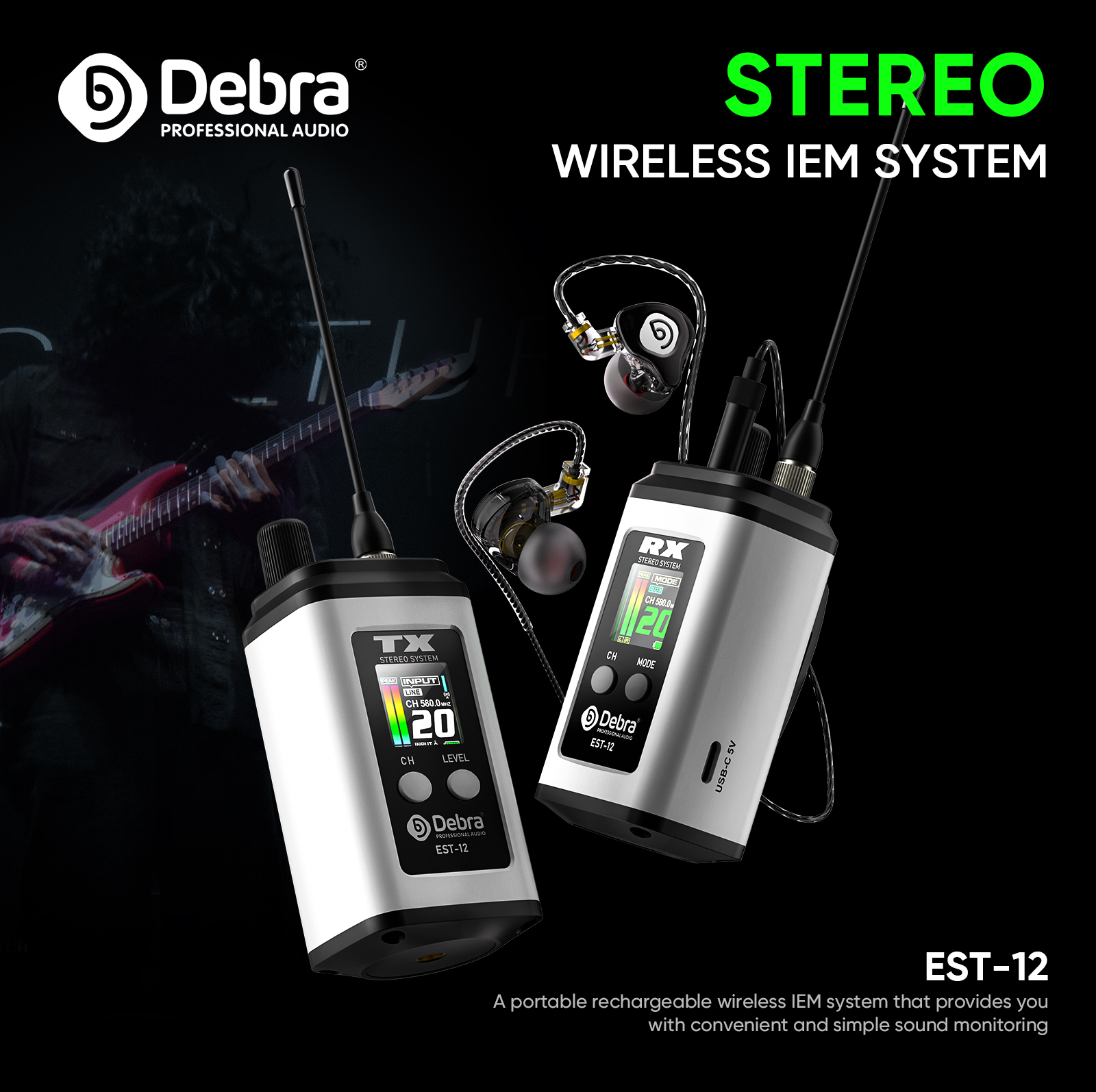 EST-12 Stereo Portable Wireless In-Ear Monitor System