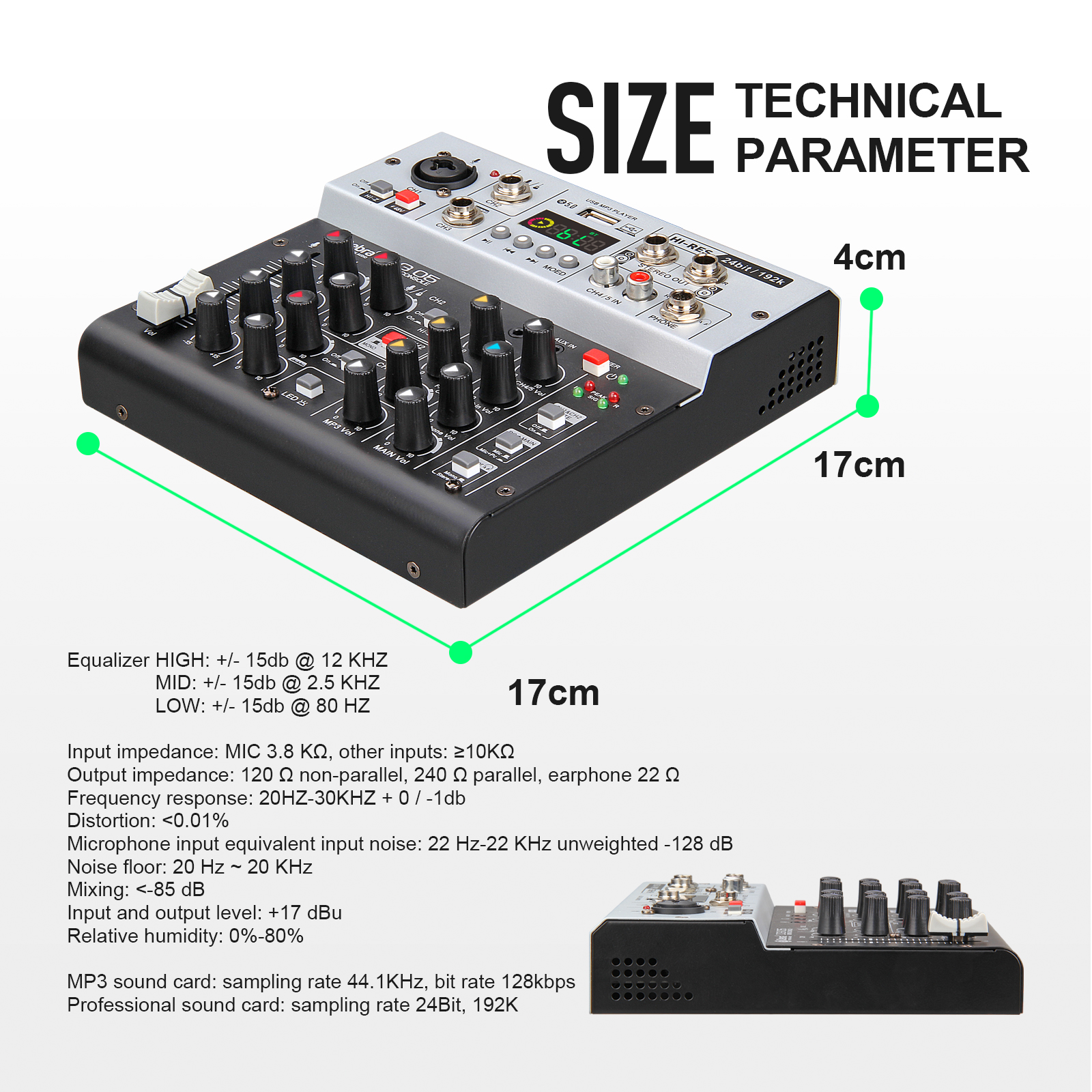 DG05 24bit 192K Professional recording sound card audio interface mixer