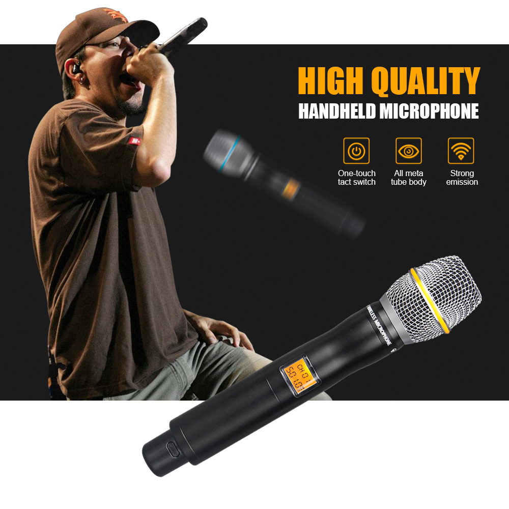 D-220 UHF Wireless Microphone（1Handheld Mic 1Headset 1Lavalier Mic）