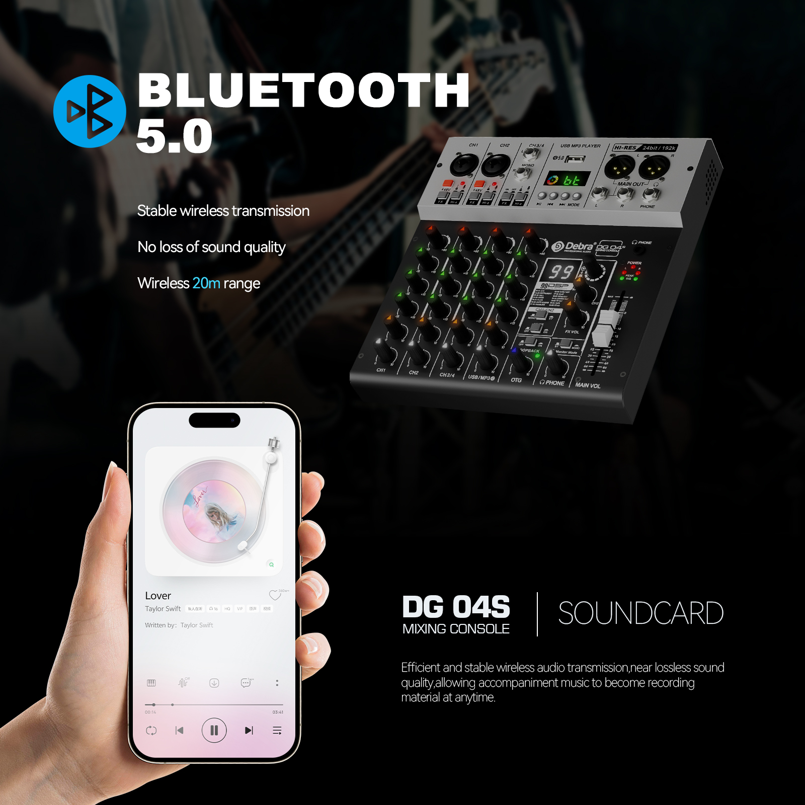 Debra Audio DG04S Professional Audio Mixer Interface Sound Card