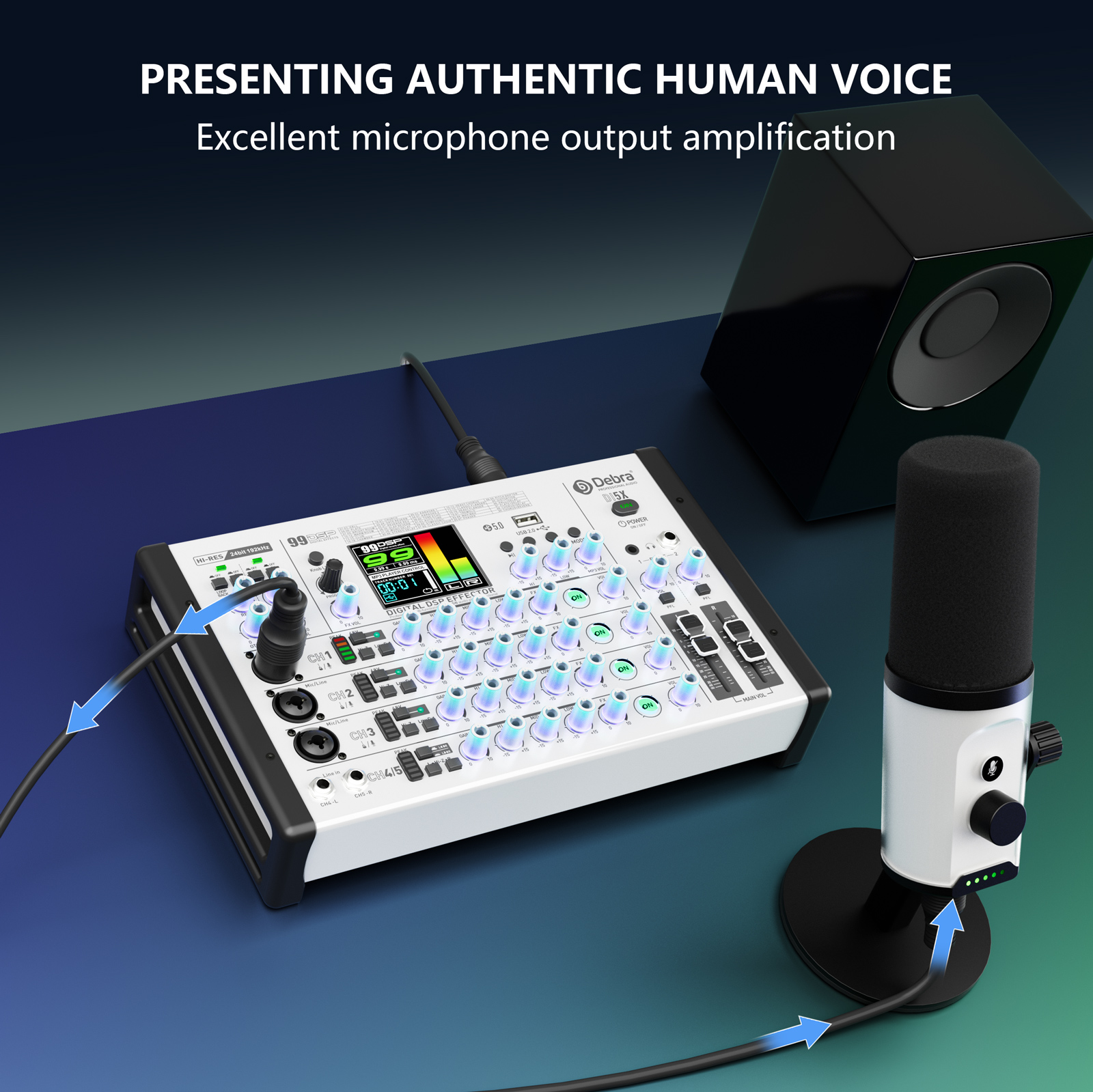 DI5X Audio Mixer & Sound Card &ndash; Dual OTG, 99 DSP Effects, HD TFT Display, 24-bit/192kHz
