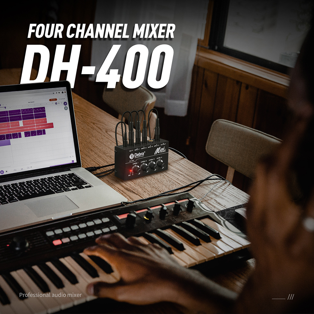 DH400 Portable 4 Channel Audio Mixer