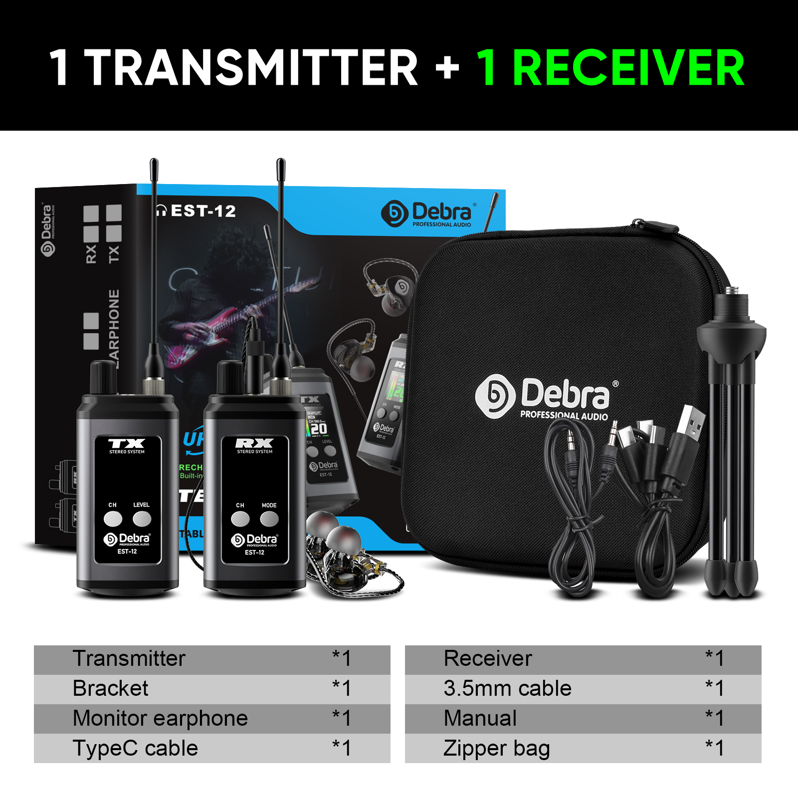 EST-12 Stereo Portable Wireless In-Ear Monitor System