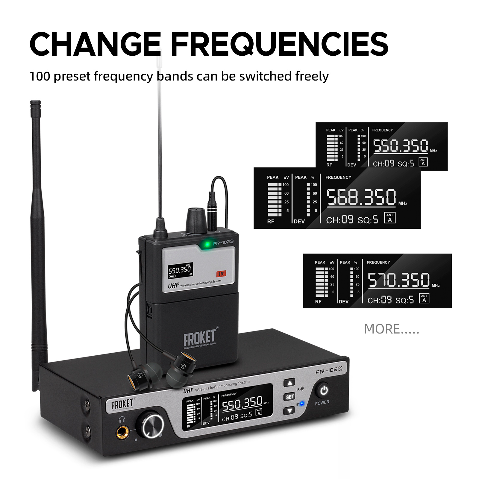 FR-102 Professional UHF wireless in-ear monitoring system