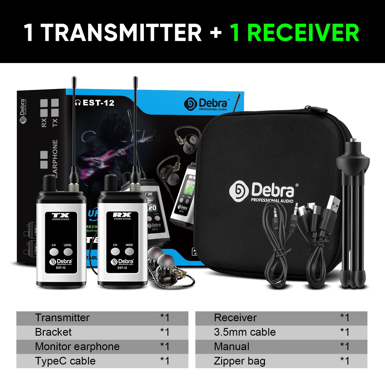 EST-12 Stereo Portable Wireless In-Ear Monitor System