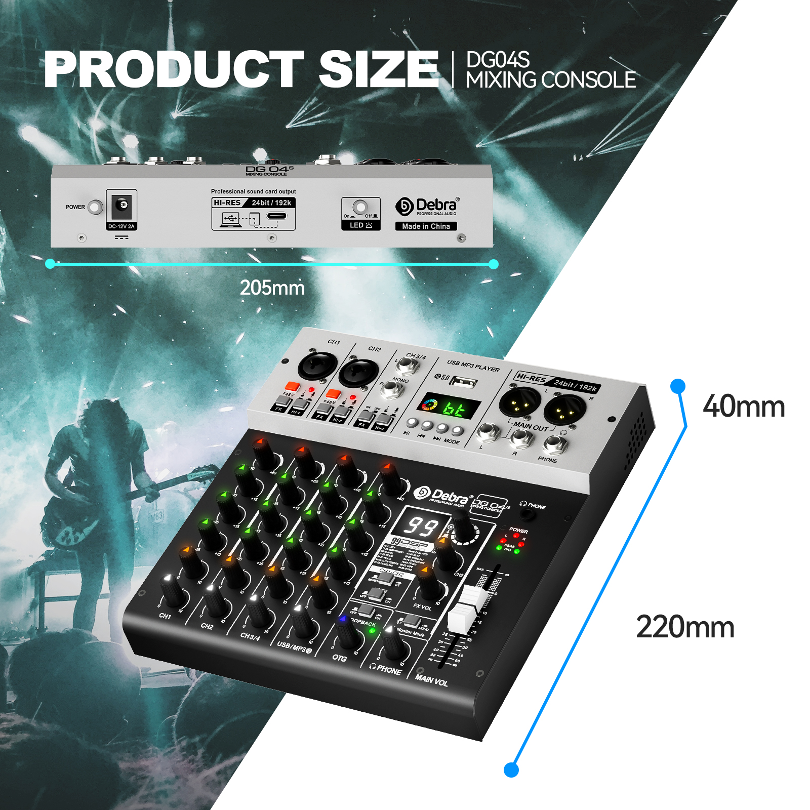 Debra Audio DG04S Professional Audio Mixer Interface Sound Card