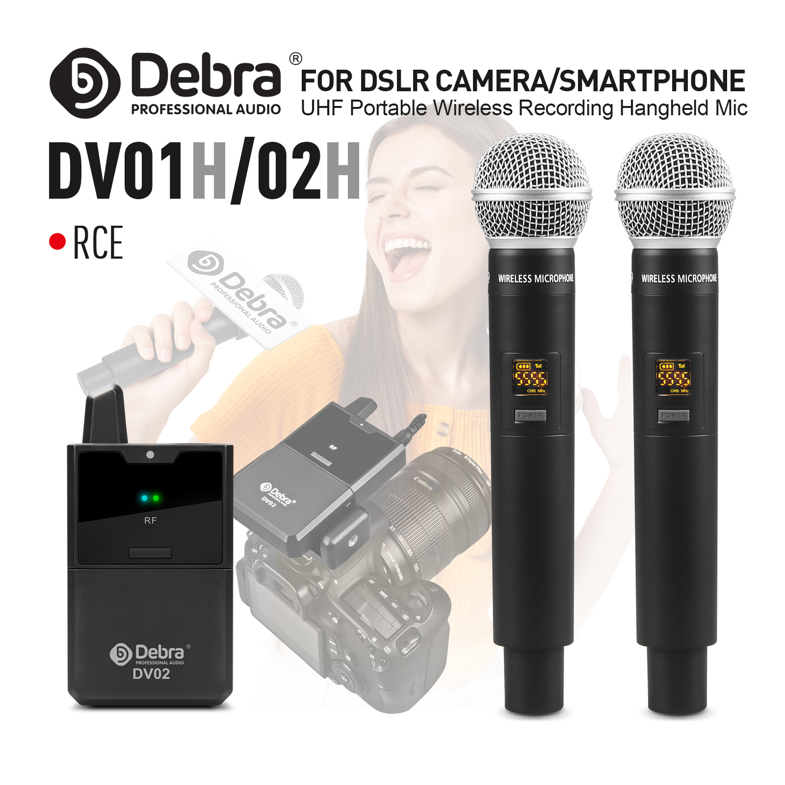 DV02 DSLR camera/Smartphone wireless recording microphone（Handheld Microphone）