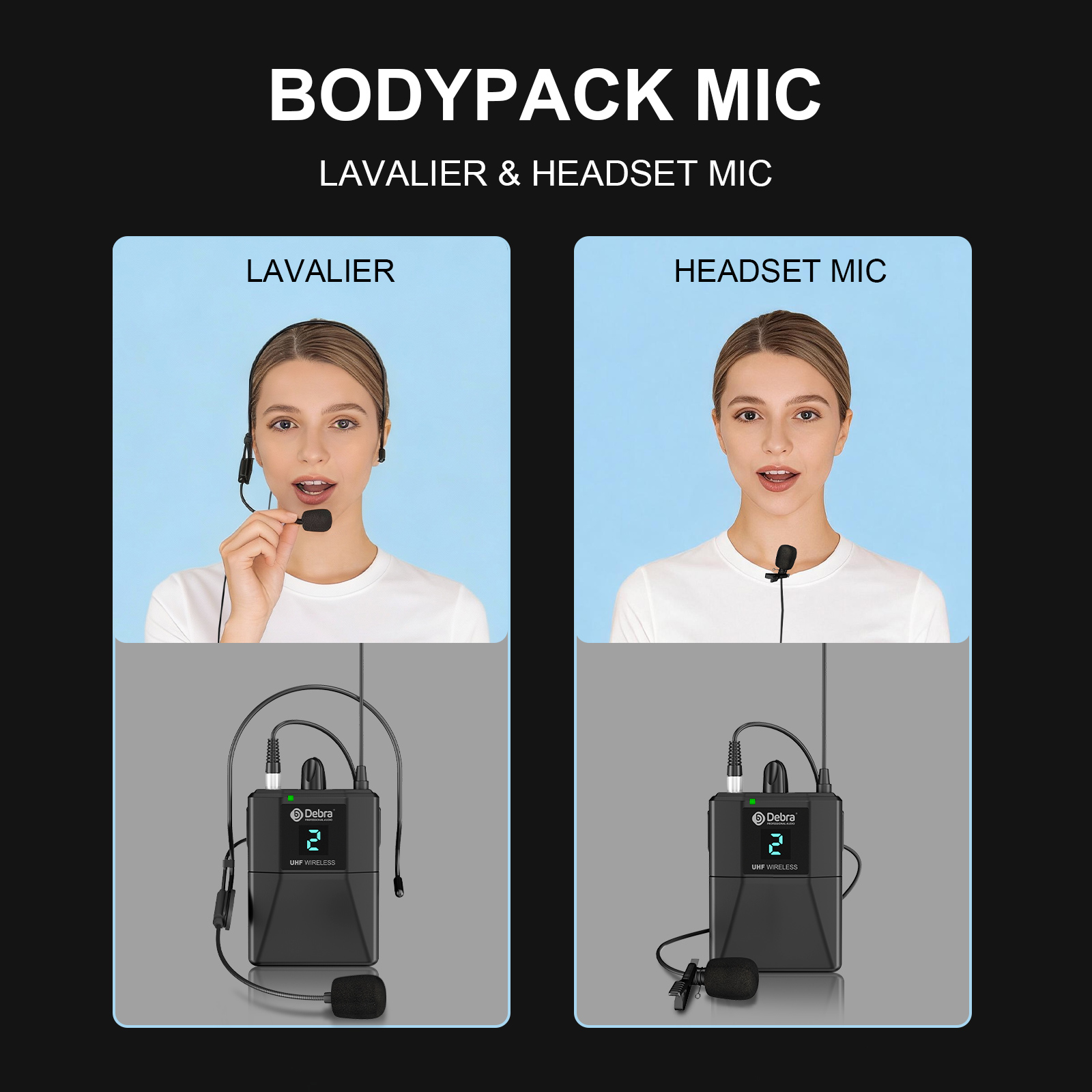 AU-400+ UHF Wireless Microphone System (Handheld/Lavalier/Headset)