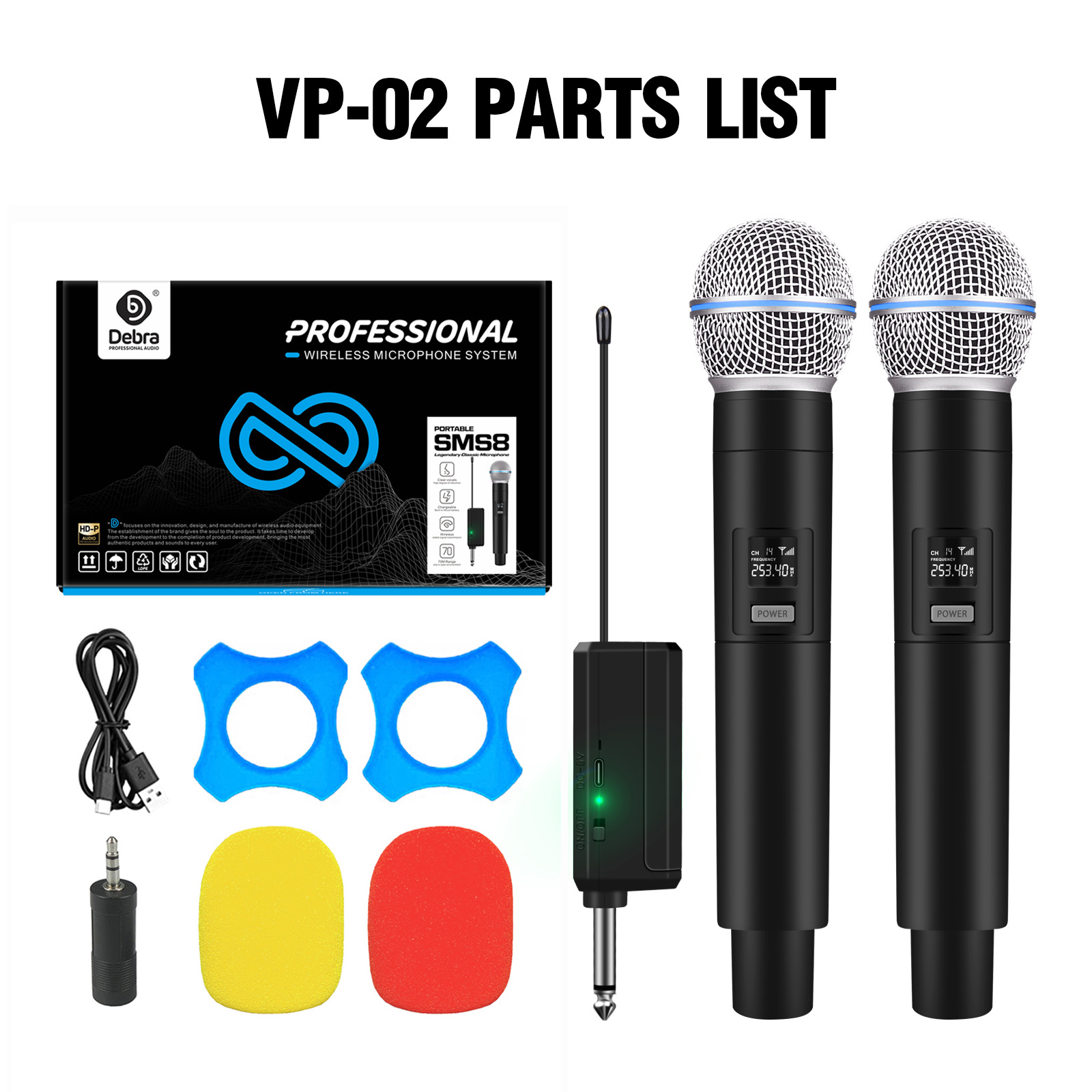 VP02 VHF Portable Wireless Microphone