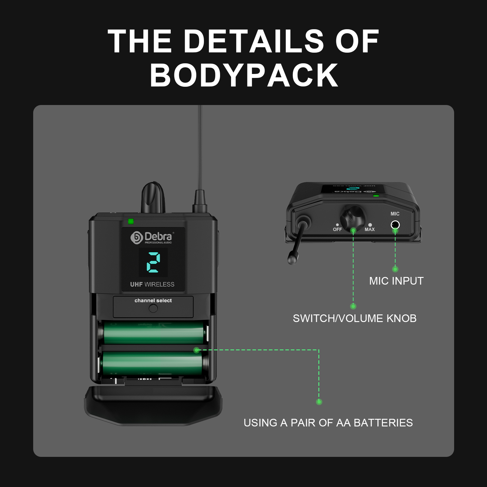 AU-400+ UHF Wireless Microphone System (Handheld/Lavalier/Headset)