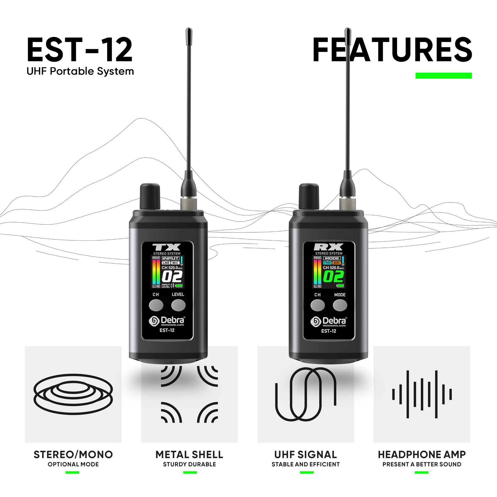 EST-12 Stereo Portable Wireless In-Ear Monitor System