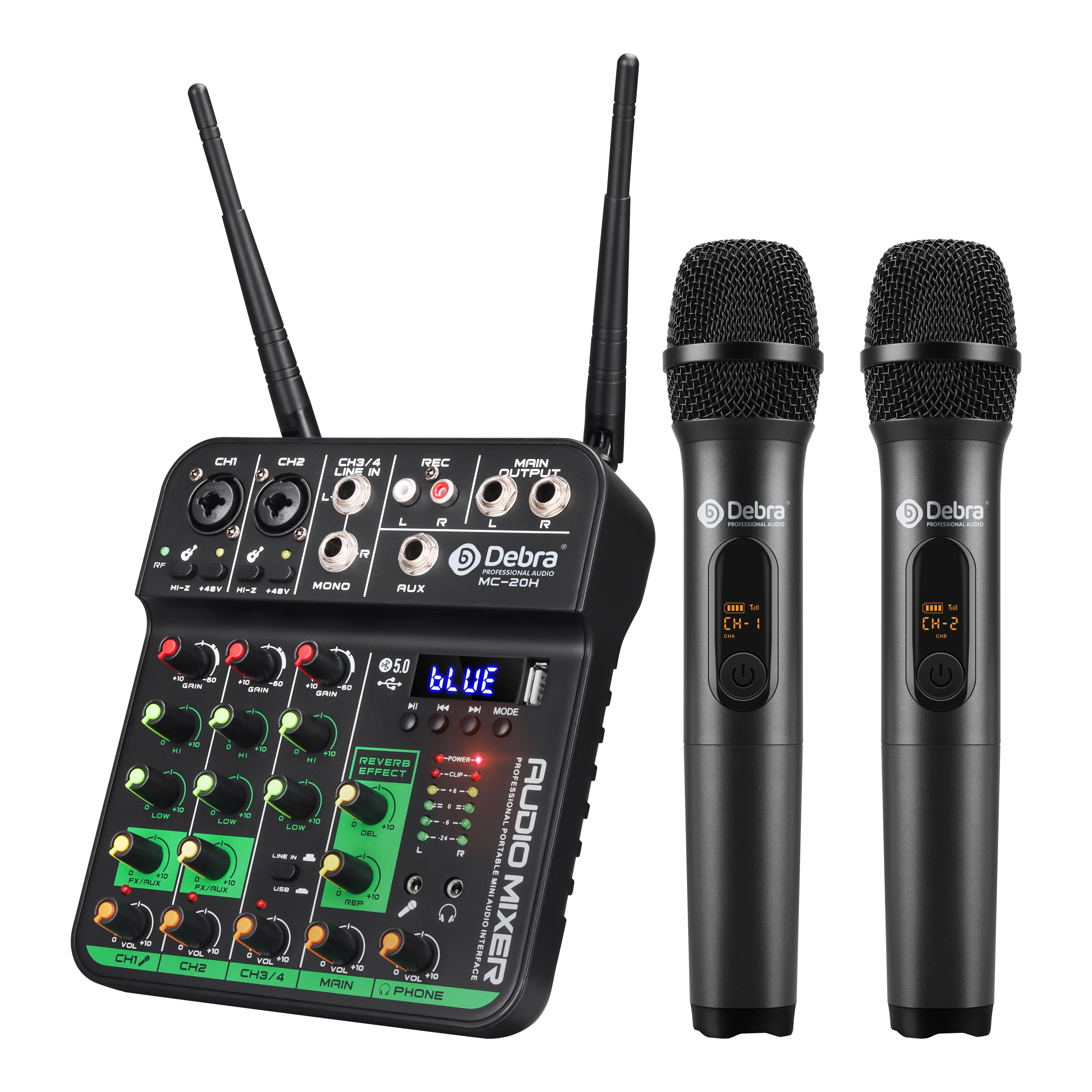 MC-20H UHF Wireless Microphone and Audio Mixer Package