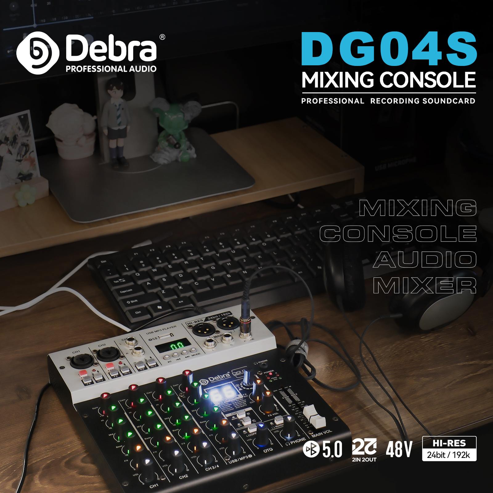Debra Audio DG04S Professional Audio Mixer Interface Sound Card