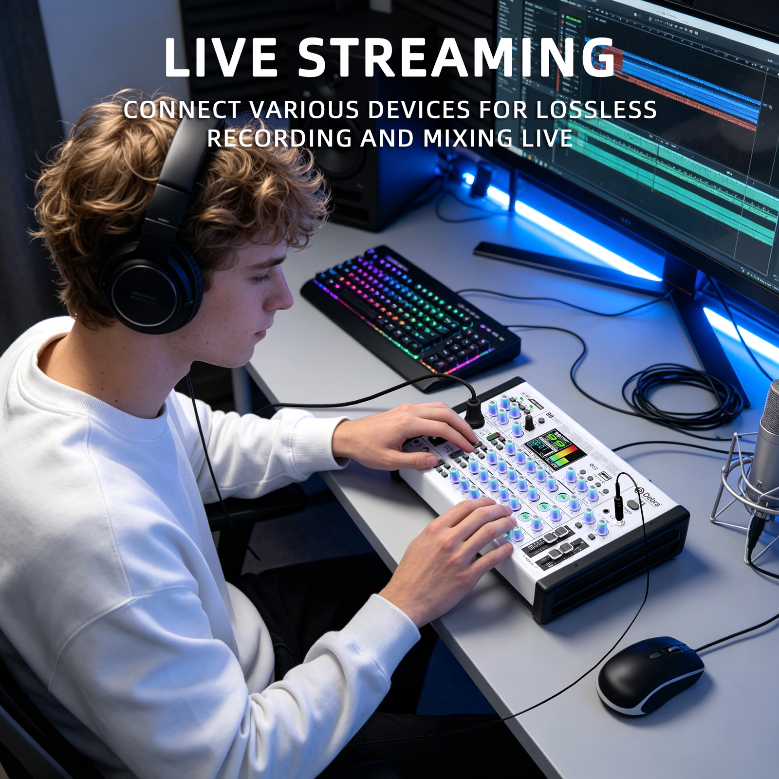 DI5X Audio Mixer & Sound Card &ndash; Dual OTG, 99 DSP Effects, HD TFT Display, 24-bit/192kHz