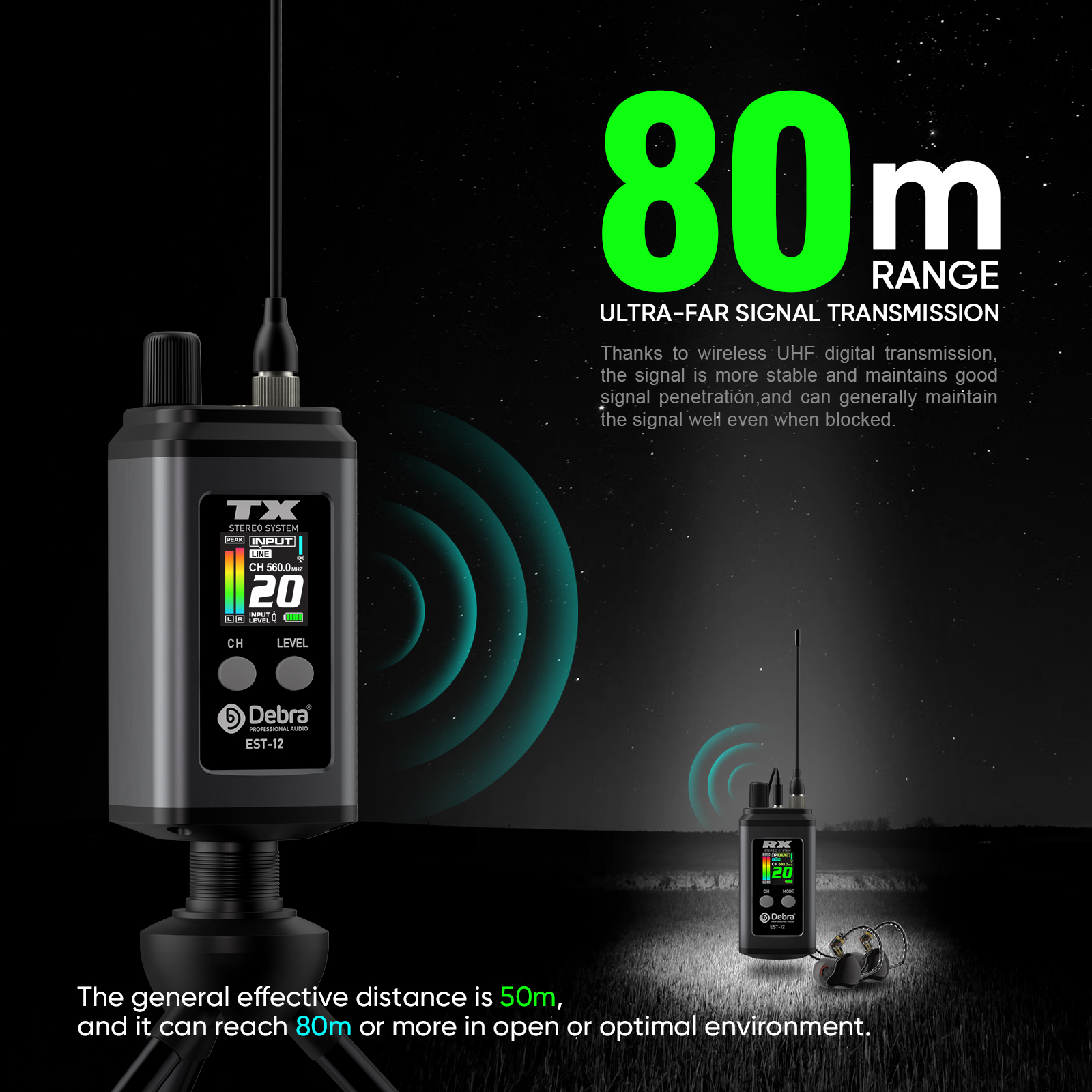 EST-12 Stereo Portable Wireless In-Ear Monitor System