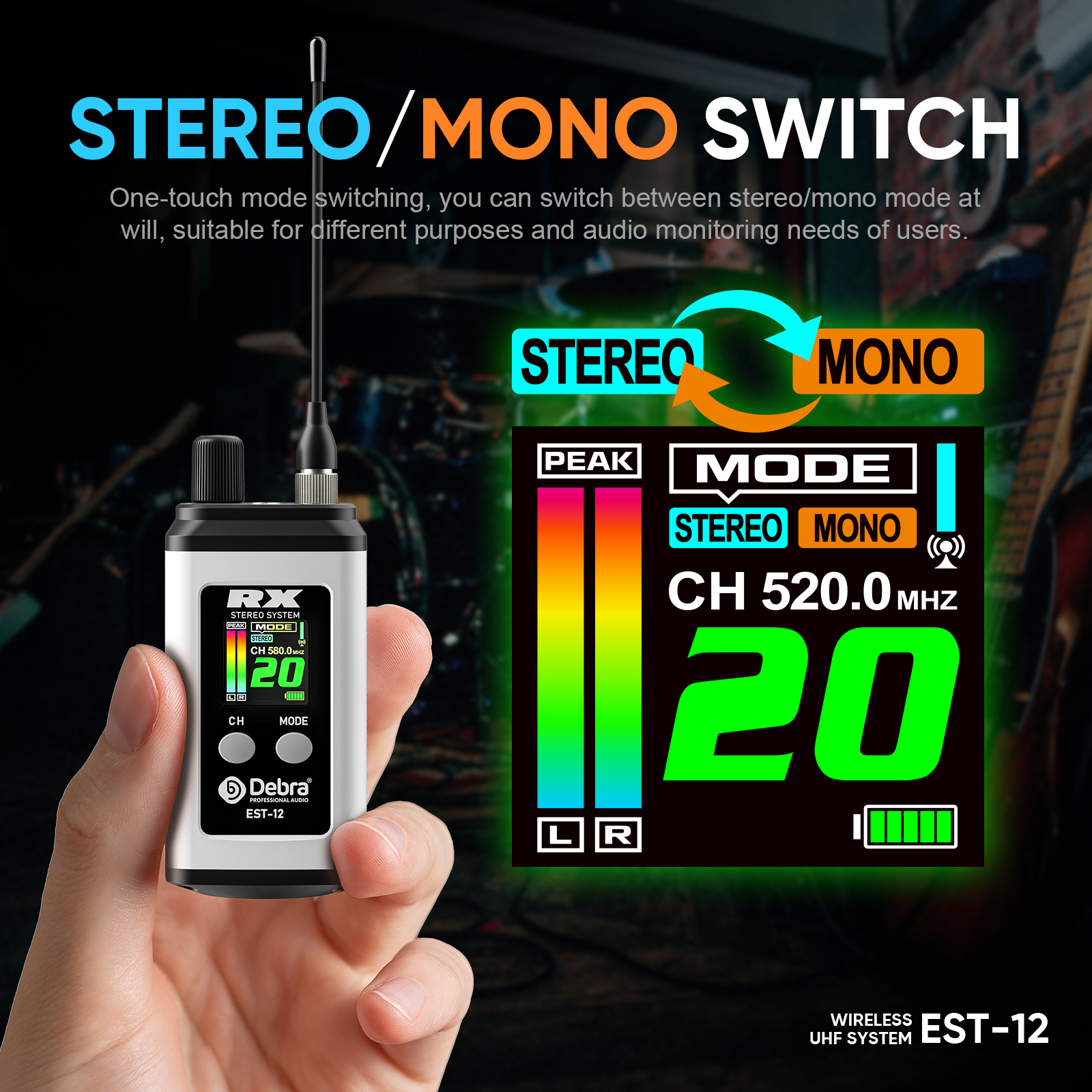 EST-12 Stereo Portable Wireless In-Ear Monitor System