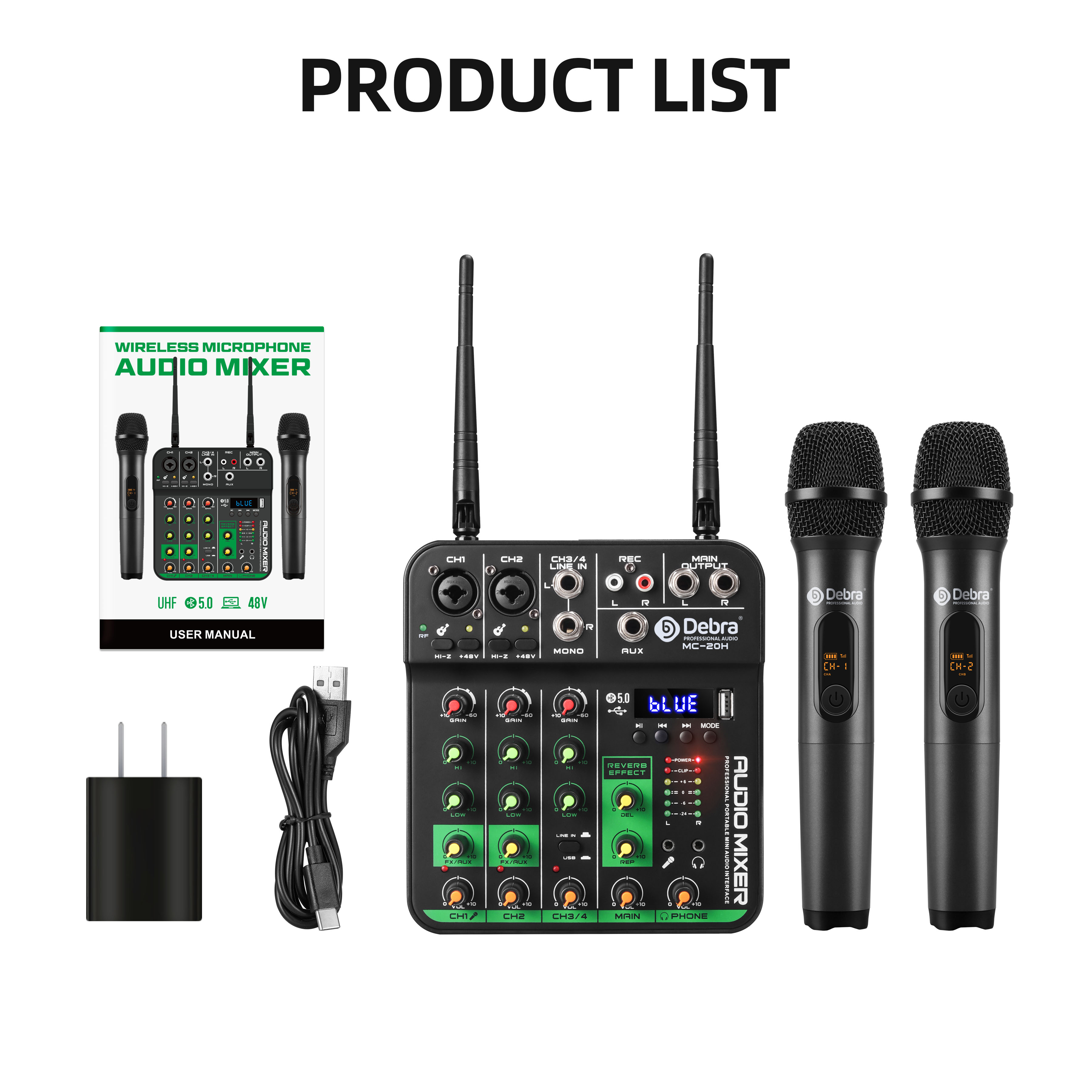 MC-20H UHF Wireless Microphone and Audio Mixer Package