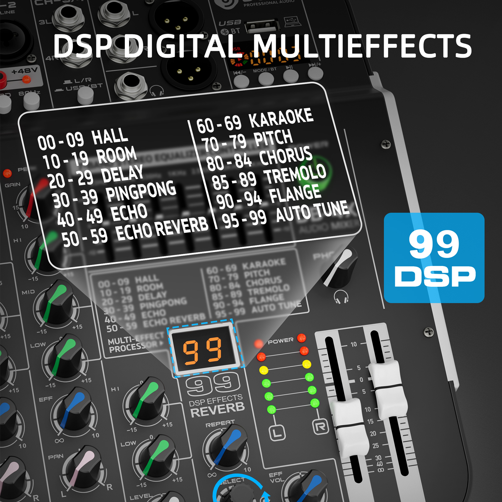 DB-4X 4-Channel Audio Mixer DJ Console