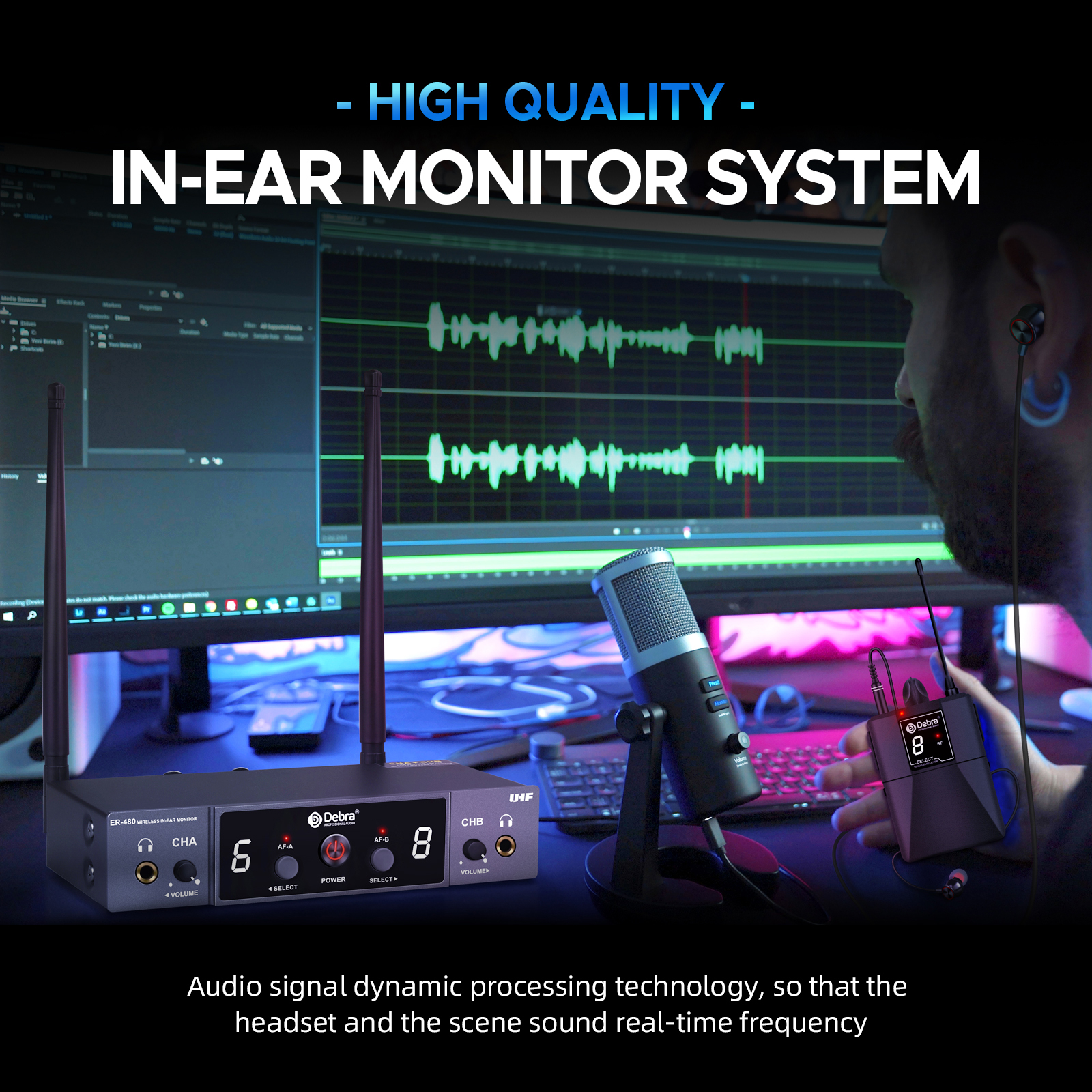 ER-480 UHF Wireless In-Ear Monitoring System（Dual channel transmission）