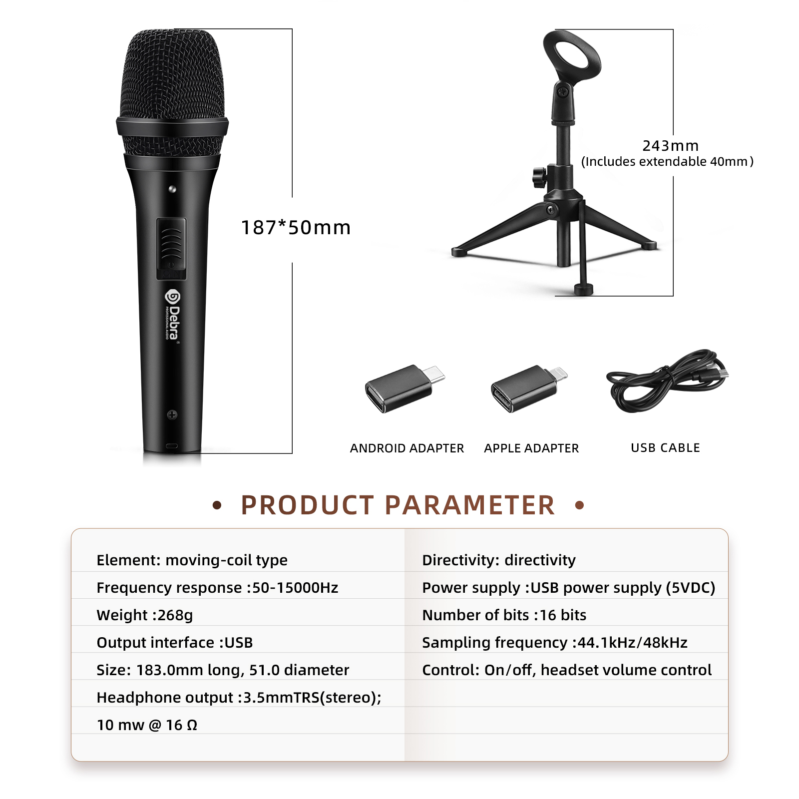 DTR2100X Wired live broadcast microphone for mobile phone PC recording karaoke