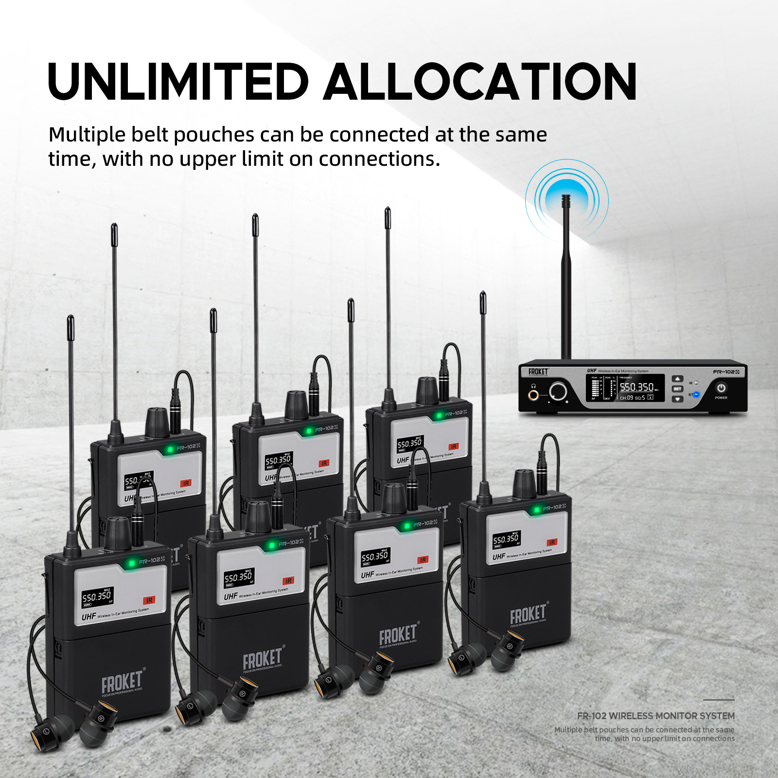 FR-102 Professional UHF wireless in-ear monitoring system