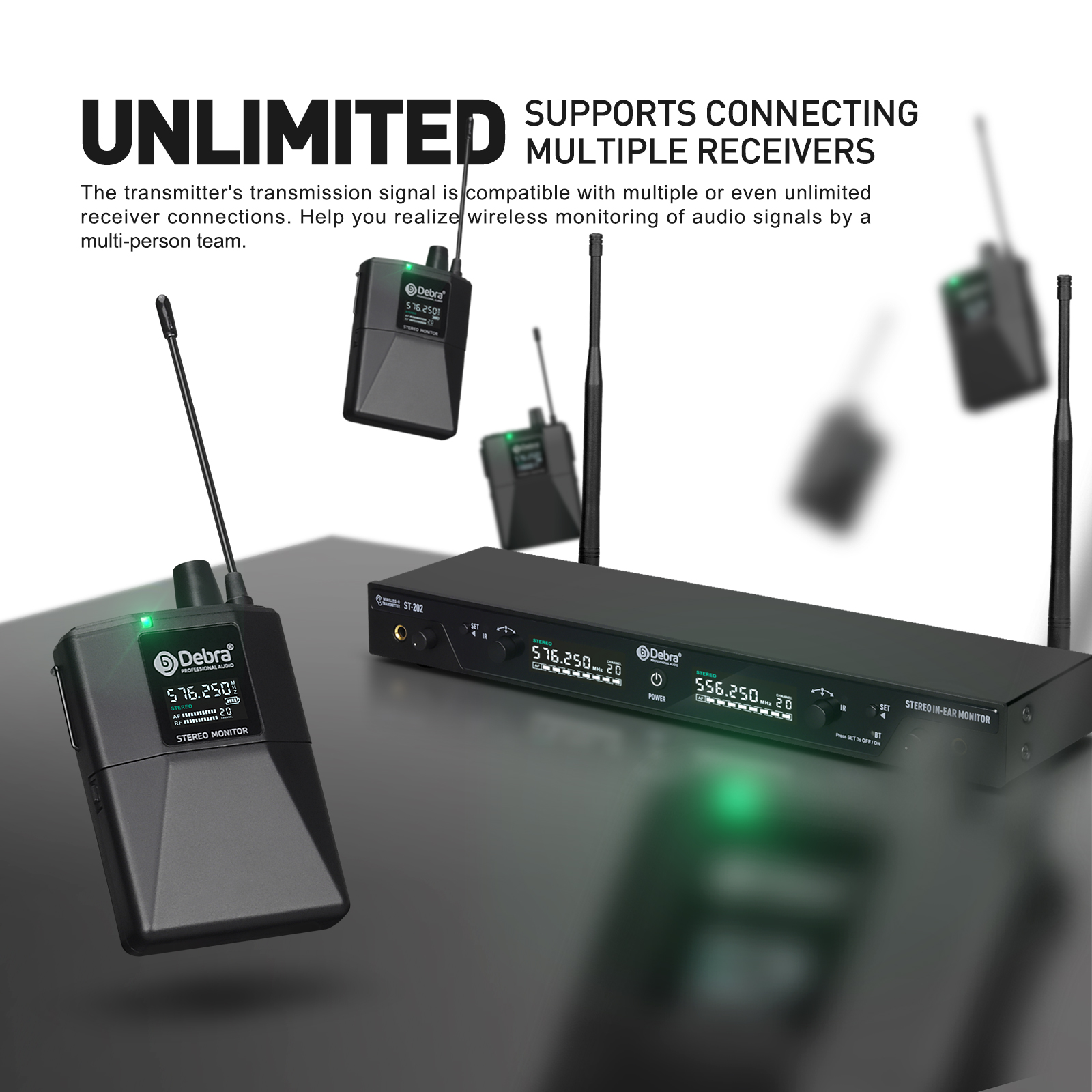 D Debra PRO UHF IEM ER-2040 Dual Channel Wireless In Ear Monitor System Mit Kopfhörer, Für