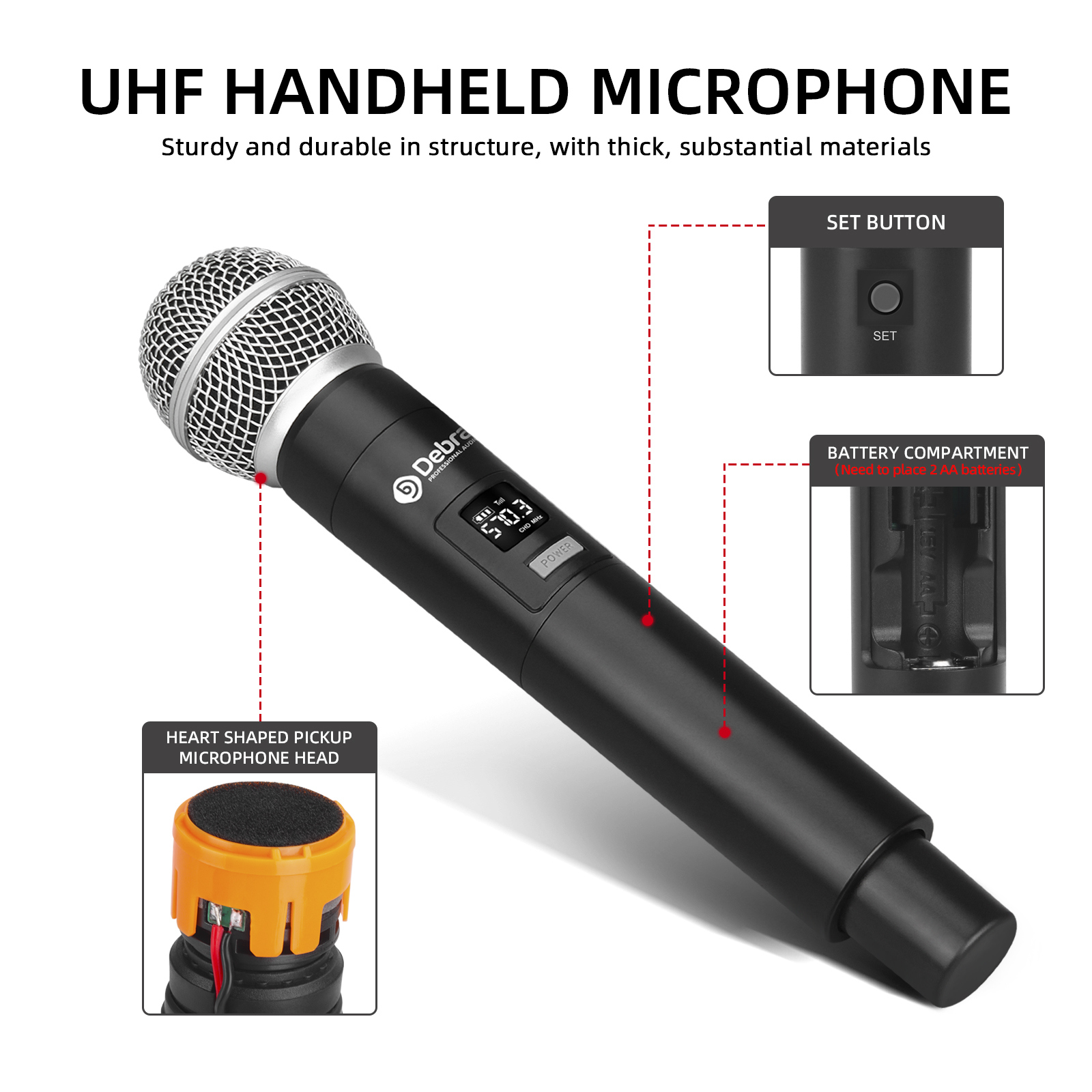Debra Audio UM-302 UHF 4-Channel Wireless Microphone System - Handheld Microphone/Bodypack (Headset/Clip Microphone)