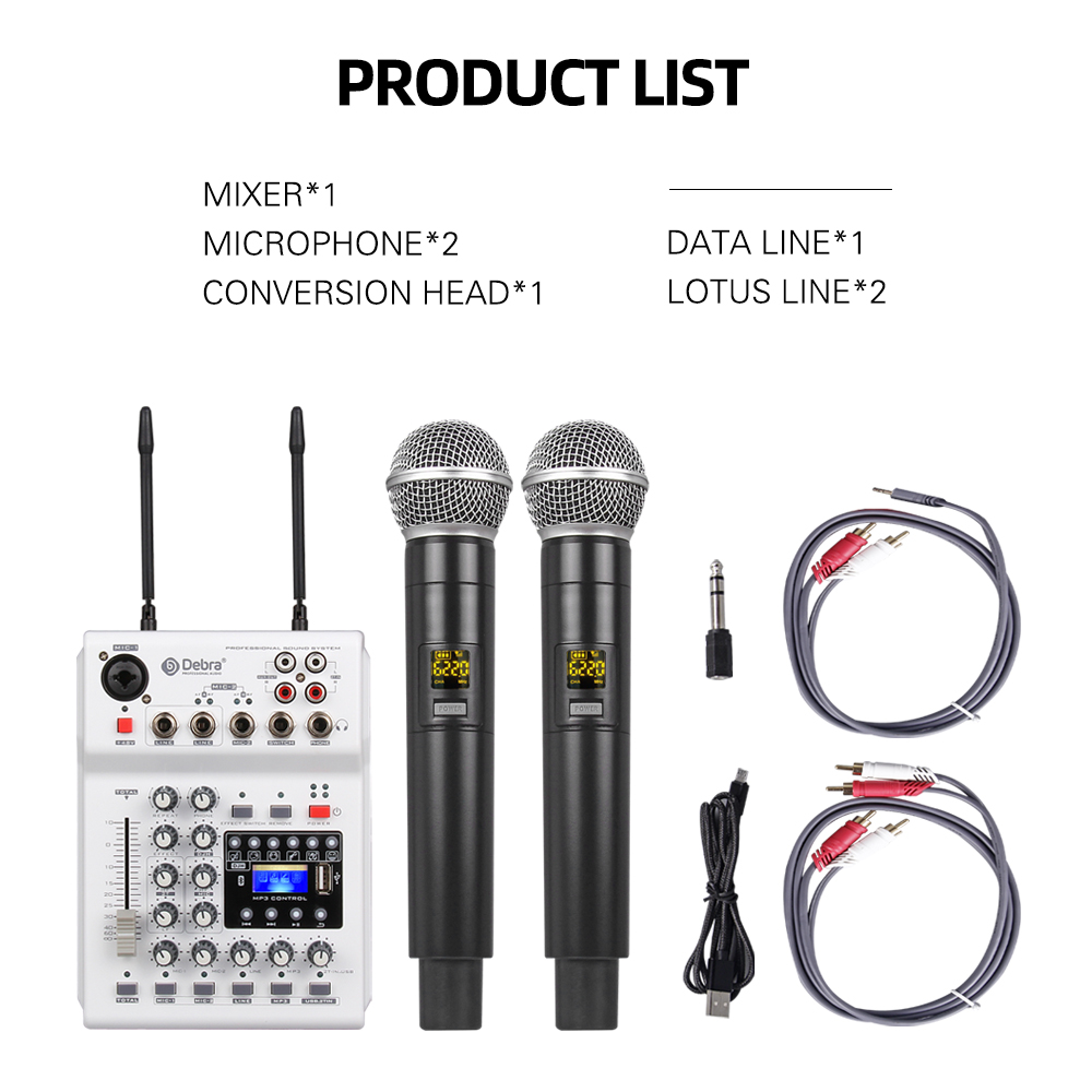 MM-02 UHF Wireless Microphone and Audio Mixer Sound Card Set