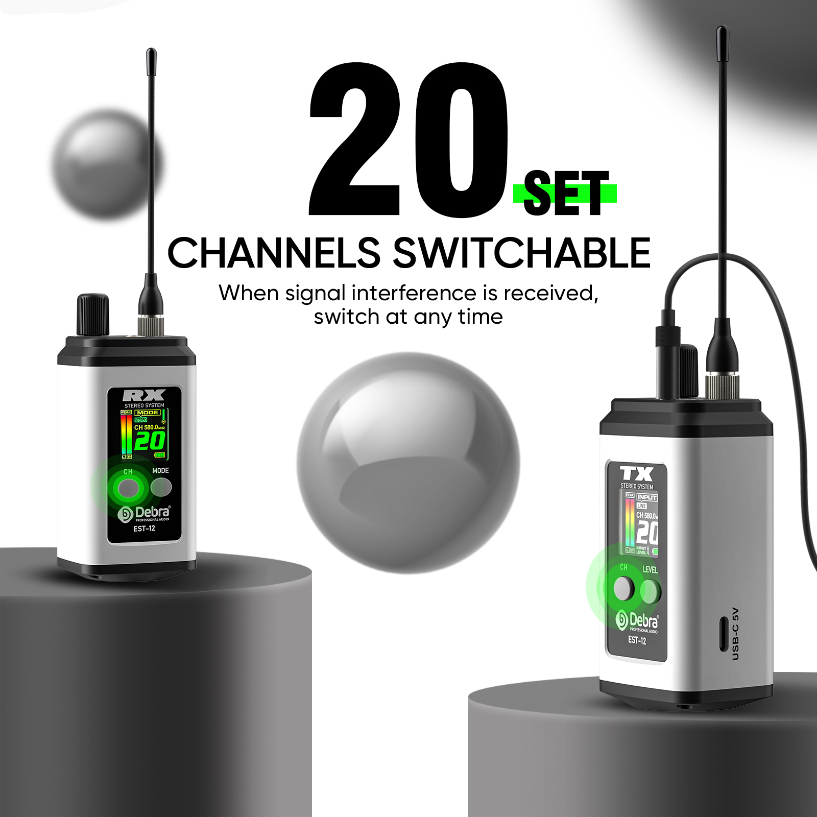 EST-12 Stereo Portable Wireless In-Ear Monitor System