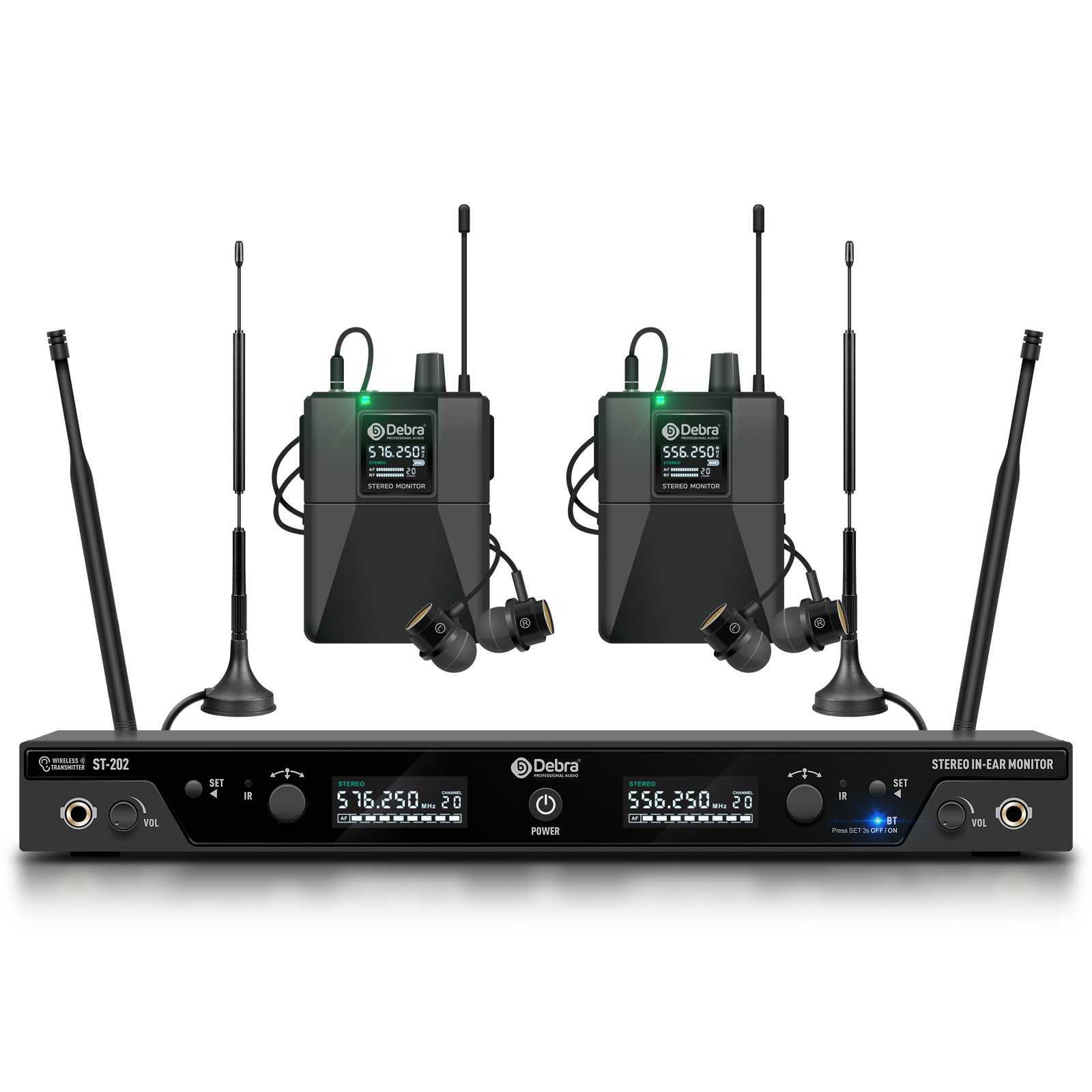 ST-202 Stereo Professional Wireless In-Ear Monitor System (Stage) Dual Channel Transmitter